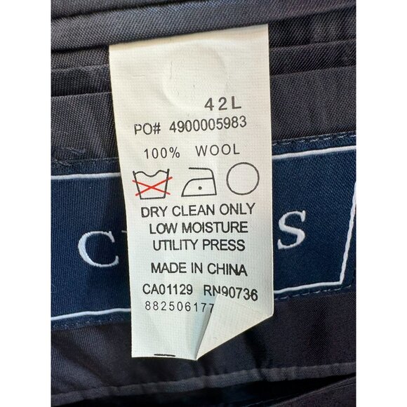 Chaps Mens Wool Blazer Jacket 42L Navy Blue Two Gold Button Old Money - Picture 3 of 13